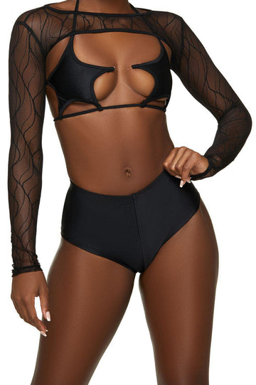 Black Swirl Mesh Long Sleeve